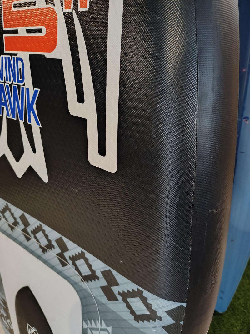Load image into Gallery viewer, Green Hat Kiteboarding-Lahoma WindHawk 5'1 Wing Board USED- Close Up View of Scratches on the Bottom