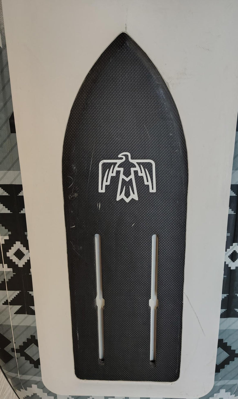 Load image into Gallery viewer, Green Hat Kiteboarding-Lahoma WindHawk 5'1 Wing Board USED- Close Up View of Carbon Foil Plate