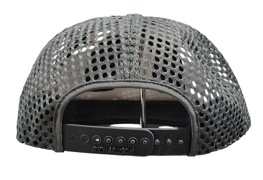 Green Hat Kiteboarding-Lift Foils R-Active Cap-Blue-Back View of  cap  snapback on a grid background
