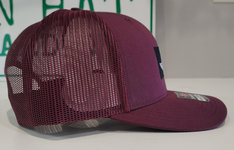 Load image into Gallery viewer, Green Hat Kiteboarding-Lift Foils Original Trucker Hat-Maroon-Side View of cap
