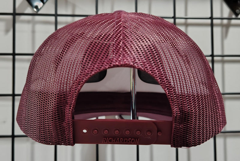 Load image into Gallery viewer, Green Hat Kiteboarding-Lift Foils Original Trucker Hat-Maroon-Back View of cap on a grid background