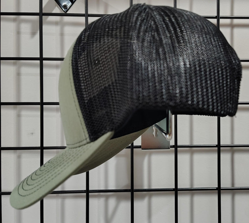 Load image into Gallery viewer, Green Hat Kiteboarding-Lift Foils Original Trucker Hat-Olive Green-Side View of cap on a grid background