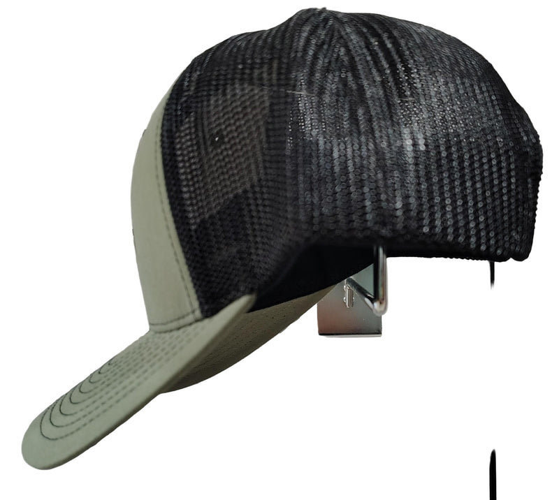 Load image into Gallery viewer, Green Hat Kiteboarding-Lift Foils Original Trucker Hat-Olive Green-Side View of cap on a grid background