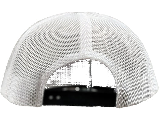 Green Hat Kiteboarding-Lift Foils Original Trucker Hat-White-Back View of  cap  snapback on a grid background