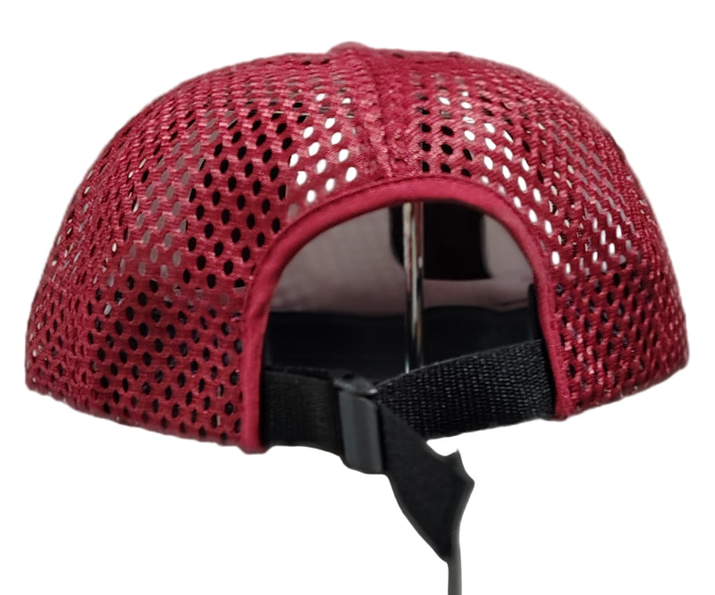 Load image into Gallery viewer, Green Hat Kiteboarding-Lift Foils R-Active Cap-Maroon-Back View of cap with strap on a grid background