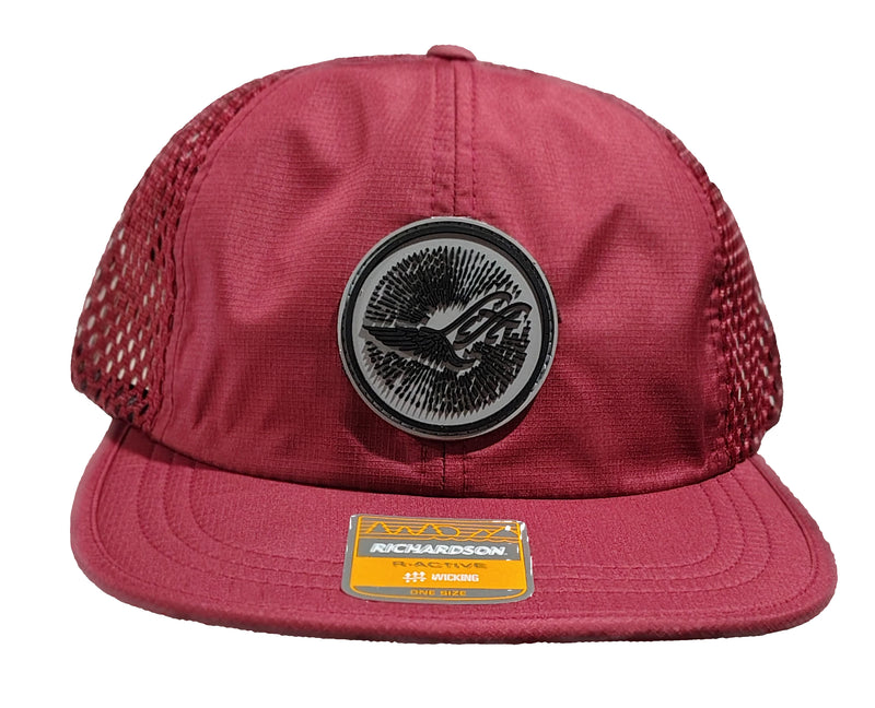 Load image into Gallery viewer, Green Hat Kiteboarding-Lift Foils R-Active Cap-Maroon-Front View of cap featuring 'Lift' branding on a grid background