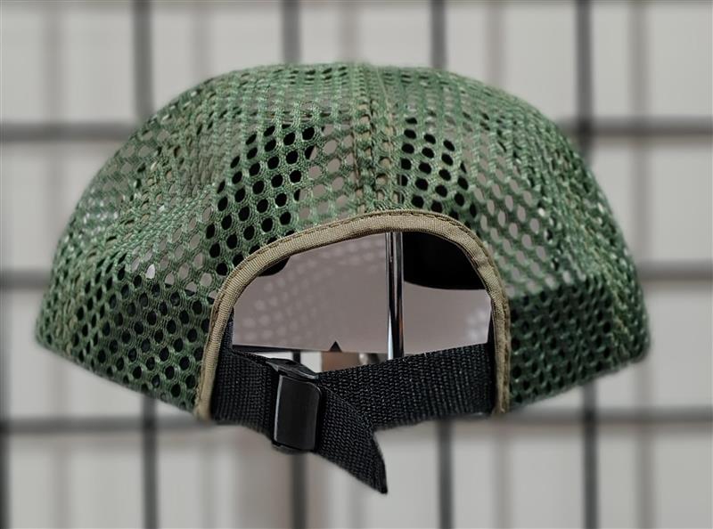 Load image into Gallery viewer, Green Hat Kiteboarding-Lift Foils R-Active Cap-Olive Green-Back View of cap strap on a grid background
