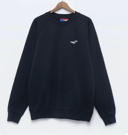 Green Hat Kiteboarding-Lift Foils Sweatshirt-Black sweatshirt with a small logo on a white background