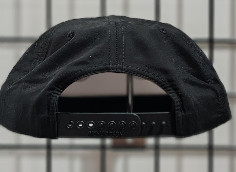 Load image into Gallery viewer, Green Hat Kiteboarding-Lift Foils R-Active Cap-Black-Back View of cap snapback on a grid background