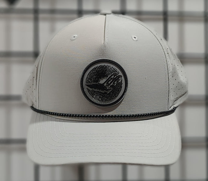 Load image into Gallery viewer, Green Hat Kiteboarding-Lift Foils R-Active Cap-Grey-Front View of cap on a grid background