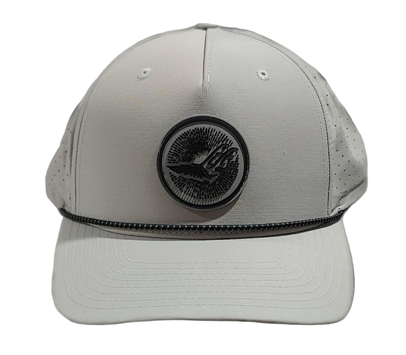 Load image into Gallery viewer, Green Hat Kiteboarding-Lift Foils R-Active Cap-Grey-Front View of cap on a grid background