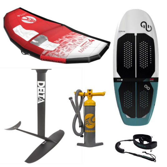 Green Hat Kiteboarding- Full Cabrinha Mantis Beginner Wing Foil Package View