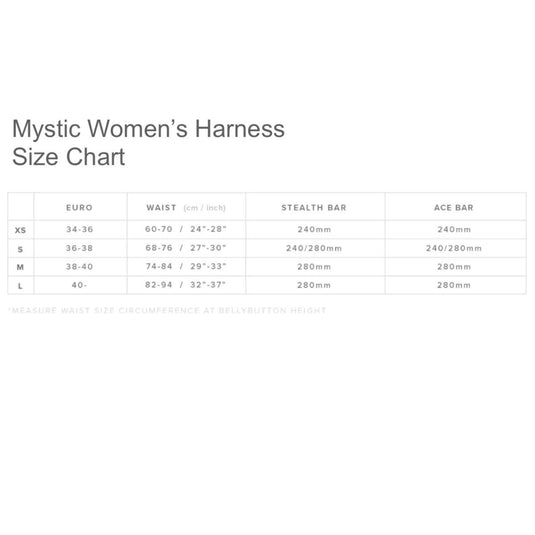 2023 Mystic Harness Size Chart