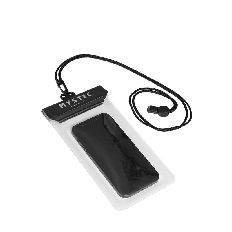 Load image into Gallery viewer, White phone case with black interior and lanyard, featuring the brand 'Mystic' on a white background.