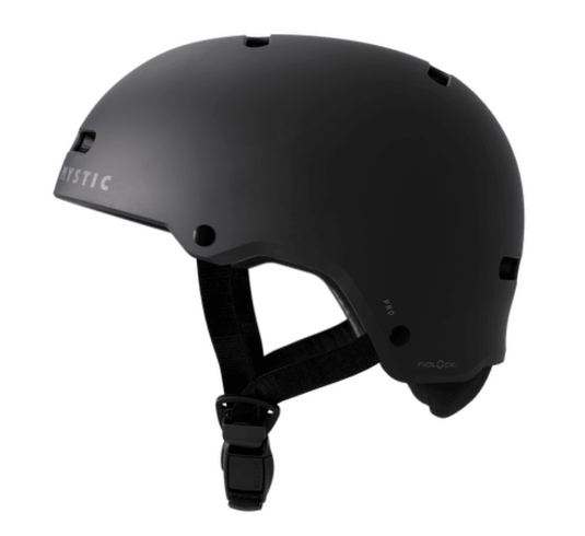 Green Hat Kiteboarding-Mystic Vandal Pro Helmet-Black-Left Profile  View