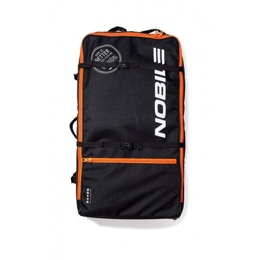 Green Hat Kiteboarding-Nobile Splitboard Check In Bag Lite-Front of Black and orange bag with Nobile branding on a white background