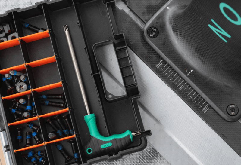 Load image into Gallery viewer, Green Hat Kiteboarding- North Sonar Foil Hardware Box-Close Up View of Open Box