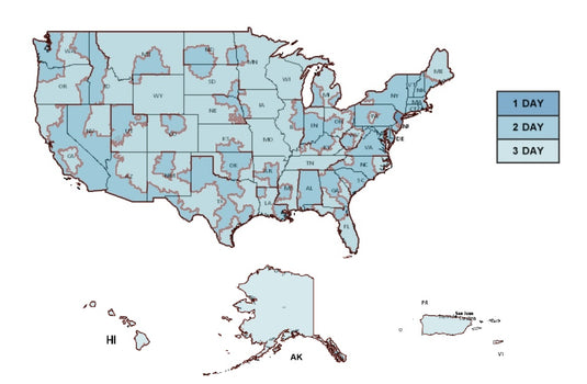 Green at Kiteboarding-Pages-Shipping Policy-USPS Priority Mail Delivery Map 2024