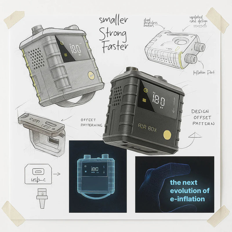 Load image into Gallery viewer, Green Hat Kiteboarding-Ride Engine Air Box Mini-Drawing of Multiple Sketch Views of the Pump