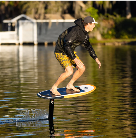 Load image into Gallery viewer, Green Hat Kiteboarding-Slingshot One-Lock Wake Quickstart Package-Action Shot-Man Wake Foiling on Slingshot Wake Package