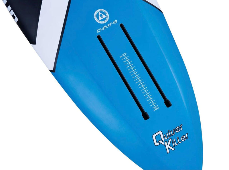 Load image into Gallery viewer, Green Hat Kiteboarding-Unifoil Quiver Killer Mid Length Foilboard-5'2 Blue-Close up of Foil Tracks