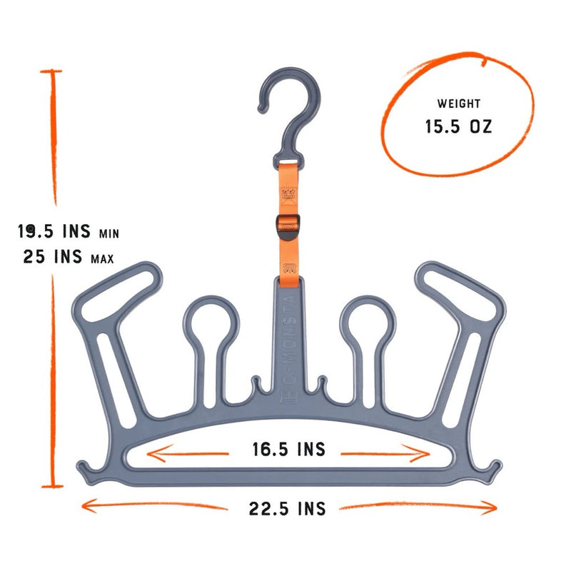 Load image into Gallery viewer, Green Hat Kiteboarding-C-Monsta Wetsuit Hanger Grey on White Background-Dimensions & Weight