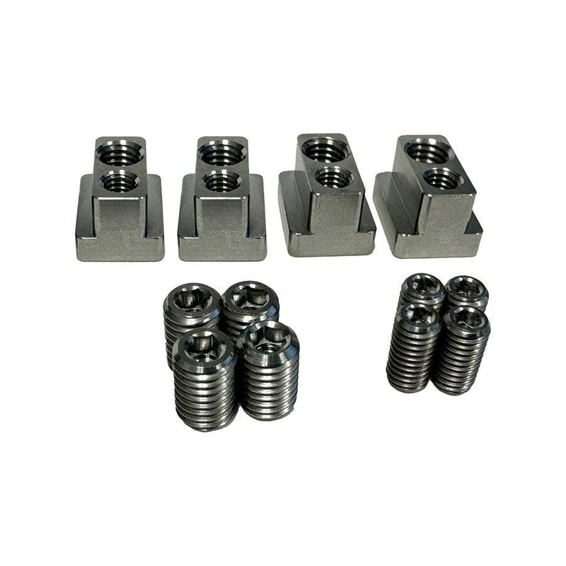 Load image into Gallery viewer, Green Hat Kiteboarding-Foilite Titanium Hydrofoil Track Lock Universal Track Nut Set of 4-Close up of complete set organised