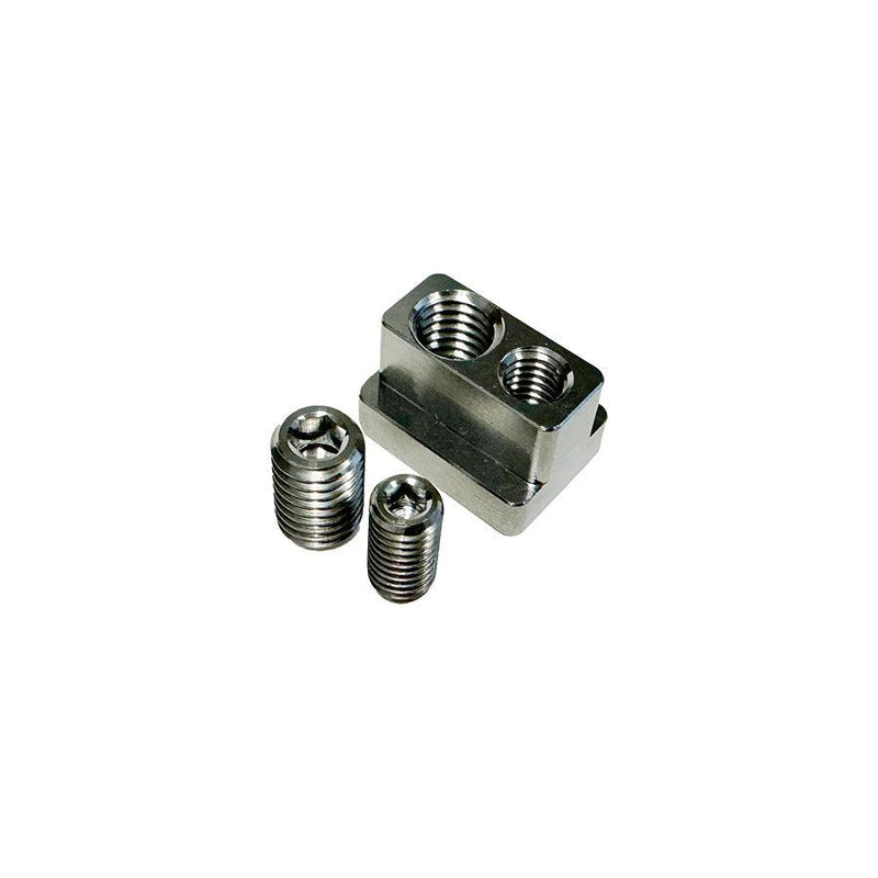 Load image into Gallery viewer, Green Hat Kiteboarding-Foilite Titanium Hydrofoil Track Lock Universal Track Nut-Close up of One Unit Taken Apart