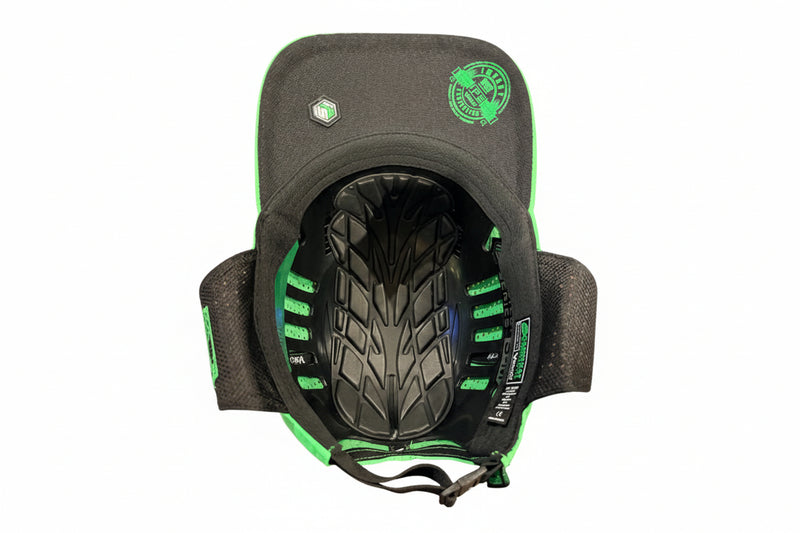 Load image into Gallery viewer, inside view of the protective shell of a black hat on a white surface