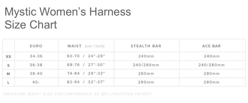 Load image into Gallery viewer, 2022 Mystic Women's Harness Size Chart