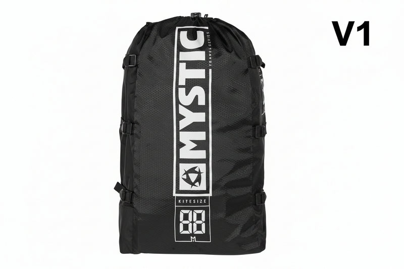 Load image into Gallery viewer, Black backpack with 'Mystic' branding on a white background