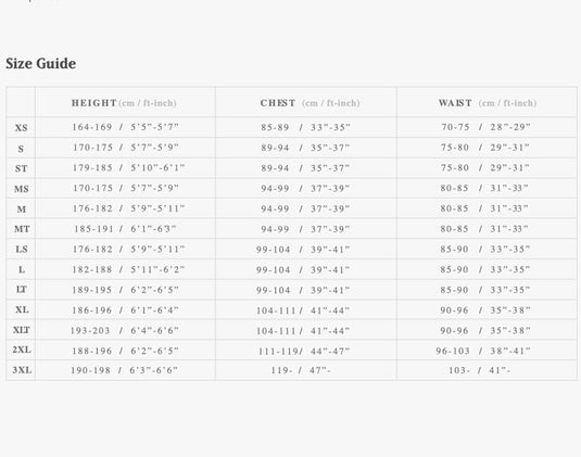 2022 Mystic Marshall 3/2 Front-Zip Wetsuit Size Chart