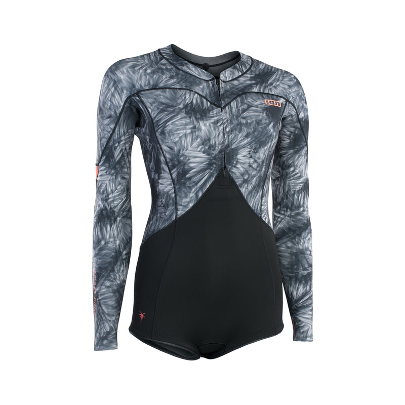 Load image into Gallery viewer, 2023 Ion Amaze Hot Shorty 1.5 Long Sleeve Front-Zip Women&#39;s Wetsuit Black Flowers
