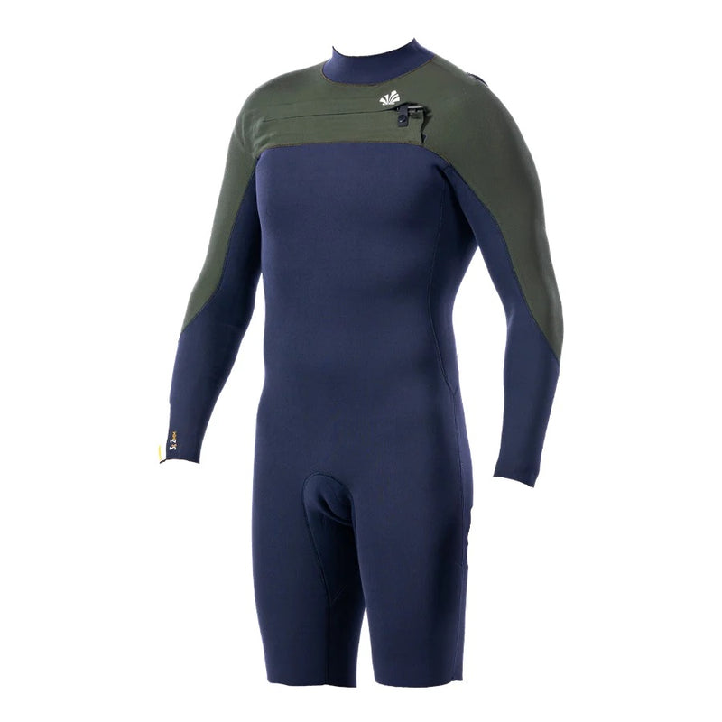 Load image into Gallery viewer, Saint Jacques Clovis Shorty Long Sleeve 3/2 Front-Zip Wetsuit Green
