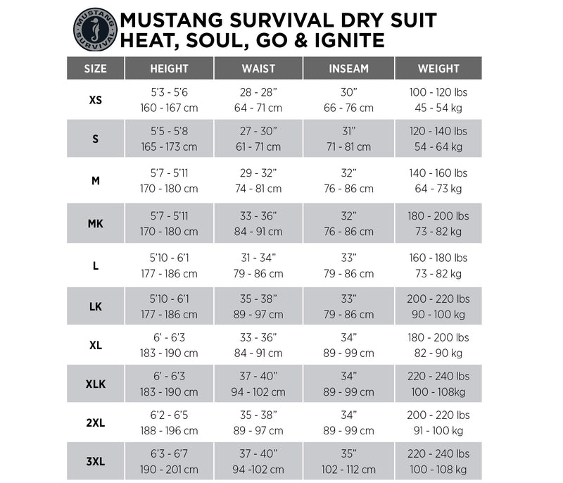 Load image into Gallery viewer, Soul Dry Suit Size Chart
