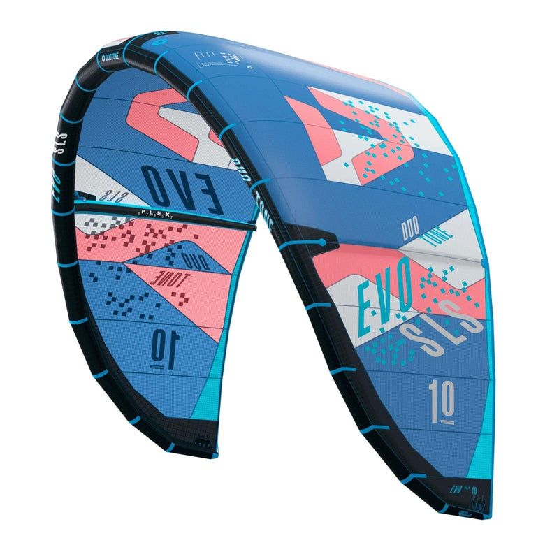 Load image into Gallery viewer, 2023 10m Duotone Evo SLS Kiteboarding Kite-Blue Color-Leading Edge Side Left View