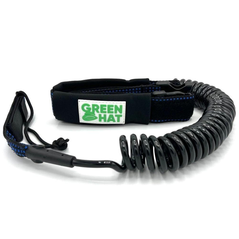 Load image into Gallery viewer, Green Hat Coiled Wingboard Waist Leash