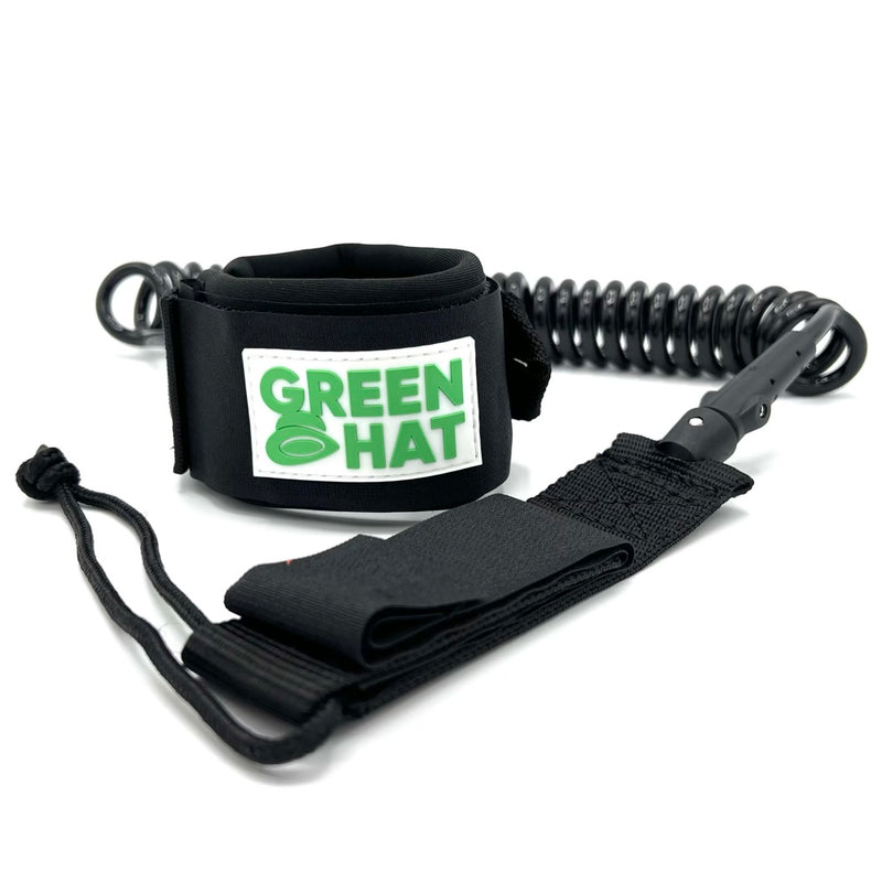 Load image into Gallery viewer, Green Hat 10&#39; Coil Winging Leash
