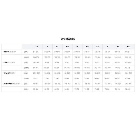 Manera Men's Size Chart