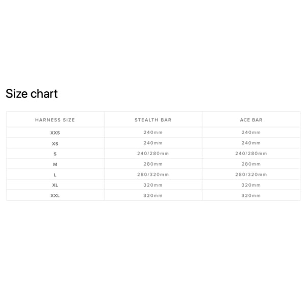 Mystic Stealth Kite Gen 3 Spreader Bar Size Chart