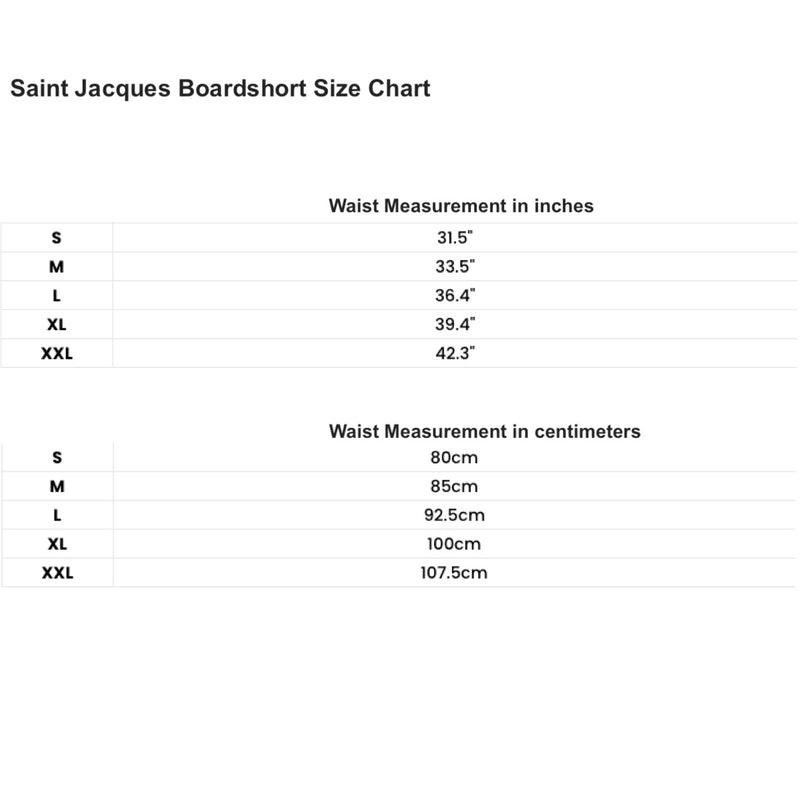 Load image into Gallery viewer, Saint Jacques Logo Semi Elastic Boardshorts Size Chart
