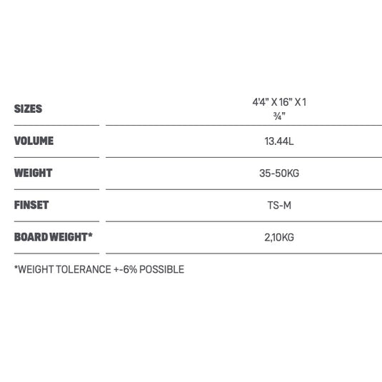 2023 Duotone Slash SLS Surfboard Size Chart