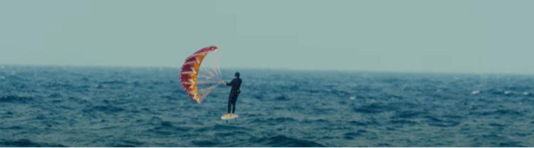 Green Hat Kiteboarding-Collection-Parawings-F-One Frigate Parawing-Man Parawing Foiling on Ocean