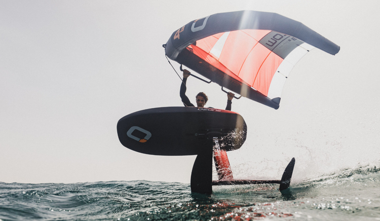 Wingfoiling Collection-Ozone Flow Wing Flown on Ozone Board and Hydrofoil-Green Hat Kiteboarding