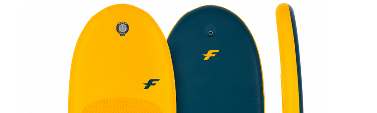 Green Hat Kiteboarding-F-One Air Rocket-Inflatable Wing Foiling Board-Yellow and Navy Blue