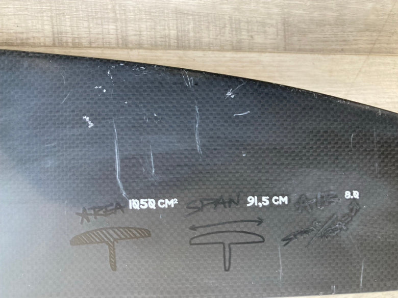 Load image into Gallery viewer, Green Hat Kiteboarding-2024 F-One SK8 1050 HM Foil Plane_USED-Bottom View of FW Scratches
