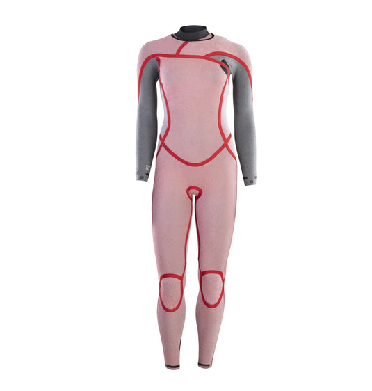 Green Hat Kiteboarding-2025 ION Amaze Amp 4/3 FZ Women's Wetsuit-Front View Inside Out