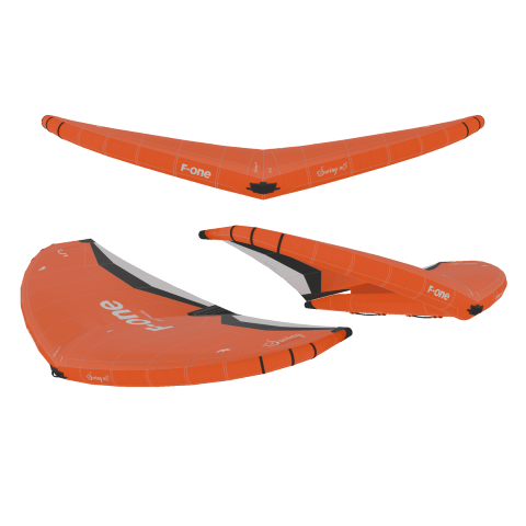 Green Hat Kiteboarding-2025 F-One Swing Wing-Flame/Onyx-3 Angle View