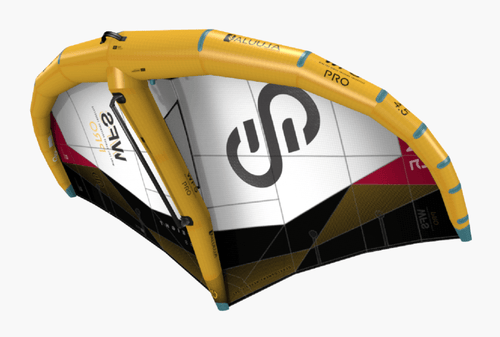 2025 Eleveight WFS Pro freeride wing. Underside of wing showing boom and center strut