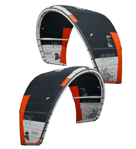 Green Hat Kiteboarding-2025_F-One_Addikt_Kite-White/Onyx-Leading Edge Left and Right Views
